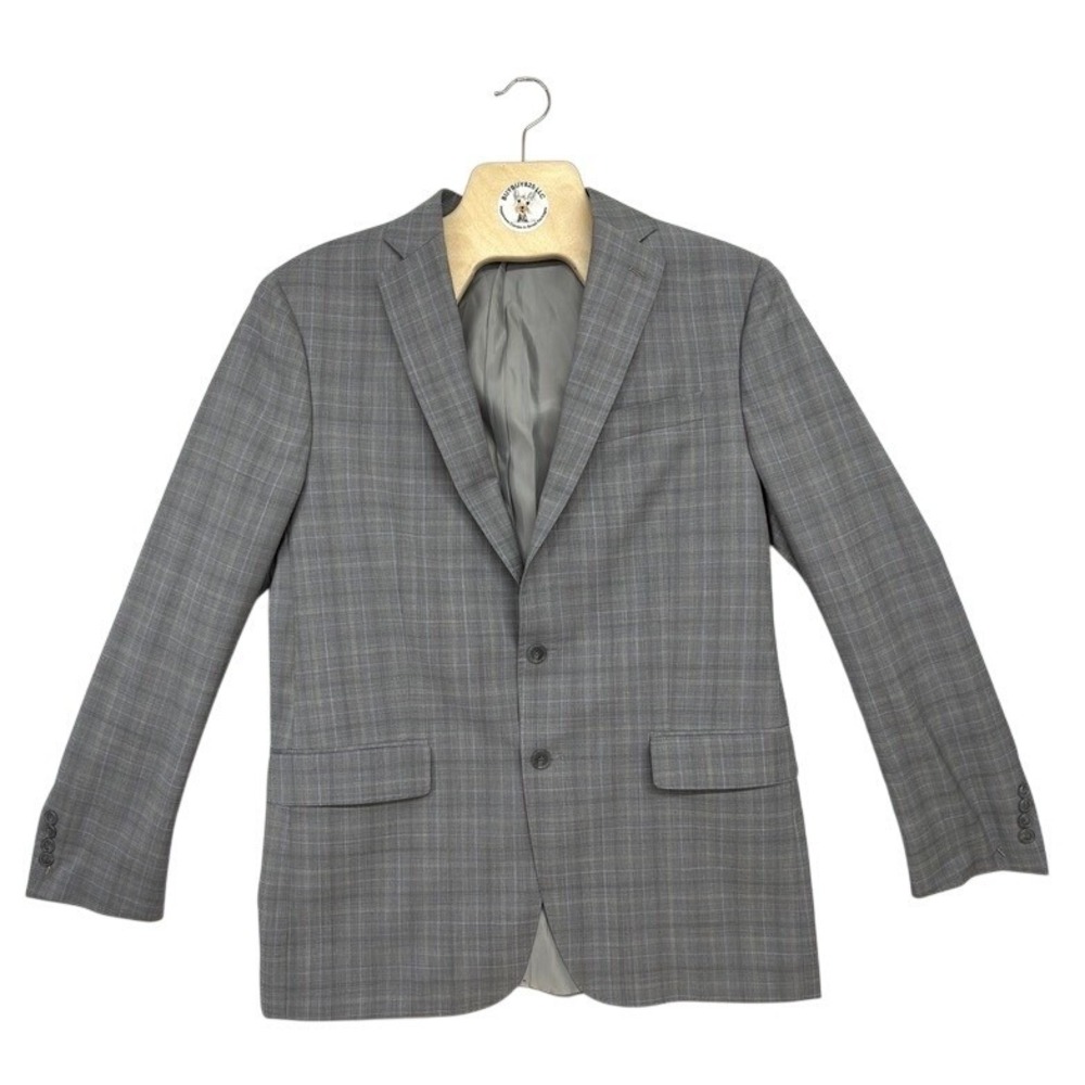Zignone Emotion Super 100s Wool Blazer Men's 42L‎ Gray Plaid Tailored